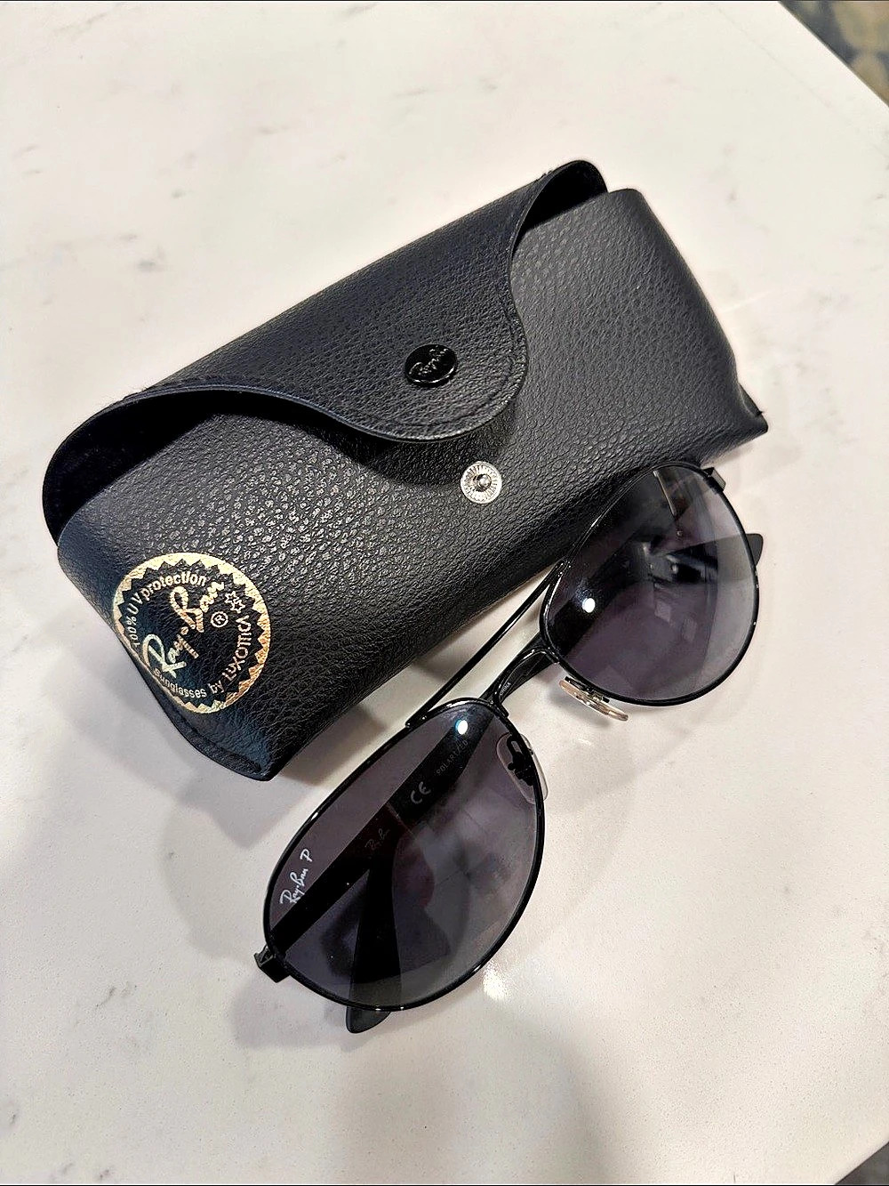 Ray-Ban RB3549 Polarized Aviator Sunglasses Black Grey 61mm + Case